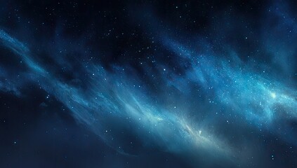 Obraz premium Deep space nebula, swirling azure clouds against a dark night sky