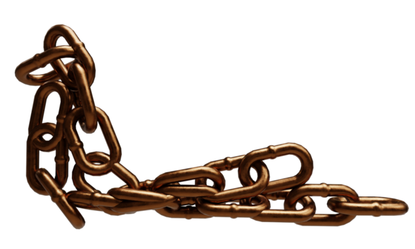 rusty copper boat chain link, transparent background