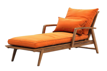 Modern lounge chaise, orange fabric