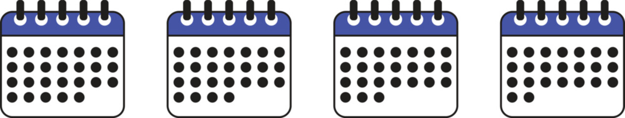 Calendar icon set for schedule planning, Daily agenda and event management symbols