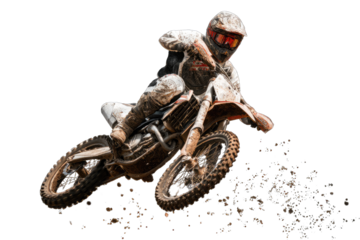 Motocross rider in mid-air jump