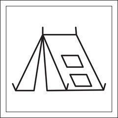 Tent outline, Camping shelter line drawing