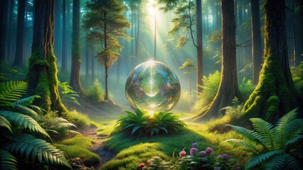 Enigmatic Orb in a Sun-Dappled Forest, Evoking a Sense of Wonder and Mystery