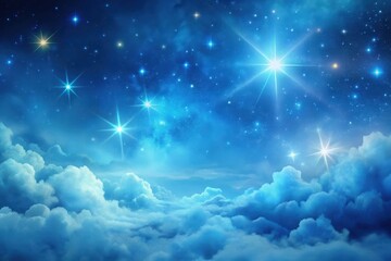 Celestial Night Sky Above a Sea of Clouds A Dreamlike Vision of Sparkling Stars and Soft, Illuminated Cloudscapes