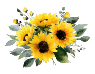 Watercolor sunflower bouquet