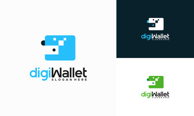 Fototapeta premium Digital Wallet logo designs concept vector, Pixel Money Logo template icon vector