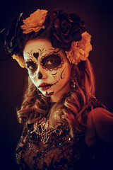 Fototapeta premium Dark floral skull