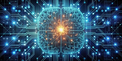 A digital brain, a complex network of glowing circuits, powerfully symbolizes innovative technological advancement and the future of artificial intelligence.