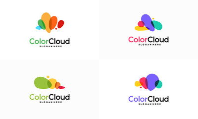 Set of Abstract Colorful Cloud Logo designs concept vector, Cloud Technology Logo vector