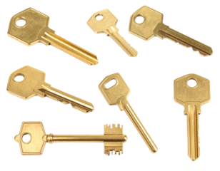 Collection Of Gold Keys With Transparent Background