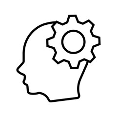 gear in head icon. Productivity vector illustration.. vector illustration, pictogram isolated on white background. color editable
