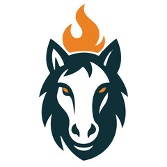 Flaming Horse Head Mascot – Minimal Vector Emblem for Equestrian, Ranch, and Sports Branding