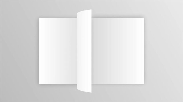 4k 3D Flipping book page curl transition animation being flipped over, Opening book video.	
