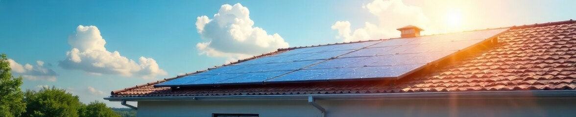 High-efficiency solar panels seamlessly integrated into a modern rooftop, absorbing sunlight and generating clean energy A sustainable solution for a brighter future , photovoltaic, architecture