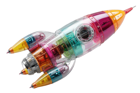 Colorful transparent rocket ship