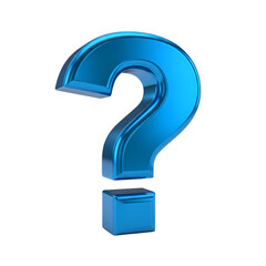 3D Blue Question Mark:  Metallic Symbol, Inquiry, Uncertainty, Graphic Design Element