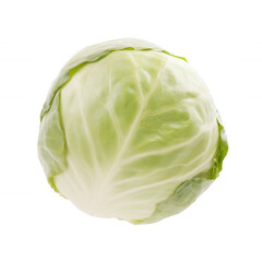 Obraz premium Whole cabbage with tightly packed leaves on transparent background