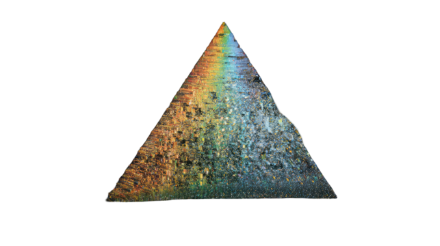 Abstract triangular shape with vibrant color gradients