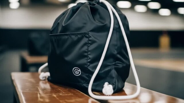 Stylish Black Drawstring Gym Bag