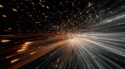 An Impressive Display of Hyperspace with Brilliant Streaks of Light and Speed in the Darkness