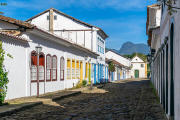 Street and typical houses in the historic center of Paraty. Brazil