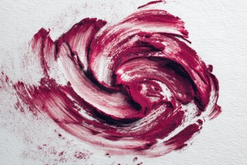 Abstract Swirling Texture of Deep Red Paint on White Canvas Creating a Vibrant Artistic Effect for Creative Projects