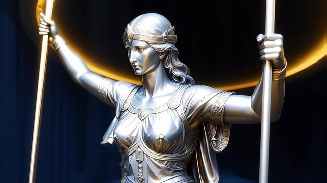 Polished Silver Statue of Justice