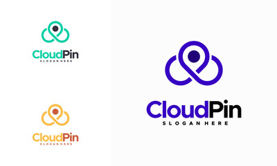 Creative Cloud Pin logo deign concept vector, Cloud Point Technology logo