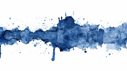 Obraz premium Beautiful abstract watercolor splash in deep blue tones, creating serene and artistic background. fluid shapes and splatters evoke sense of creativity and calmness