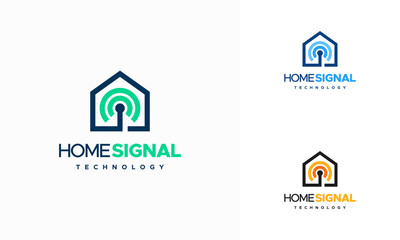Home Signal House Logo designs concept vector, Wifi Technology Internet Network Router Logo Design