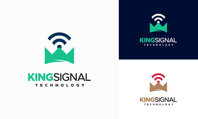King Signal Logo designs concept vector, Signal and crown logo symbol icon