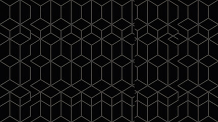 Dark Gray Isometric Cube Pattern on Black Background geometric