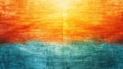 Obraz premium Vibrant orange and teal abstract background with textured appearance, evoking sense of warmth and tranquility. gradient transitions smoothly, creating visually striking effect