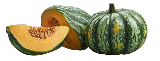 Two slices of a decorative pumpkin