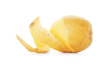 Raw potato with peel isolated on white