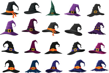 Halloween Witch Hat Collection Vector .