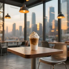 프라푸치노_도시뷰_모던카페_창가