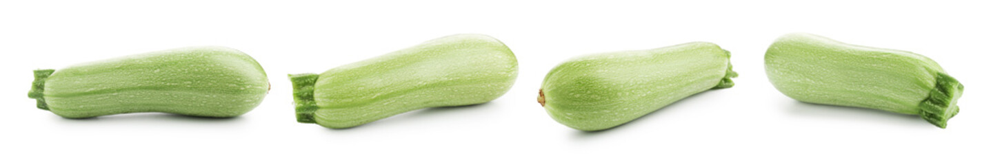 Fresh ripe zucchini isolated on white, set