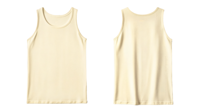 Light Yellow tank top mockup front and back view for design purpose on transparent background
