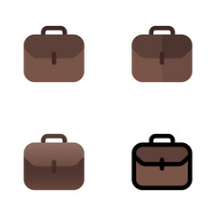 Briefcase Icons - 4 Colored Solid & Outline office bag Symbols for Business, Corporate & UI