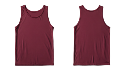 Maroon tank top mockup front and back view for design purpose on transparent background