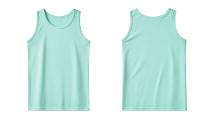 Mint tank top mockup front and back view for design purpose on transparent background