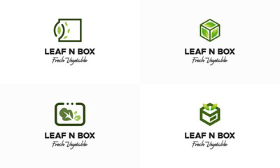 Set of Vegetable Box logo designs concept vector, Nature Box logo designs icon, Nutrition Box logo symbol