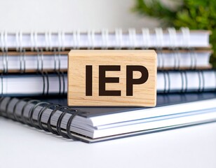 Wooden block with acronym IEP on a desk