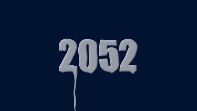 liquid text 2052 animation colorful background. glowing number text background 4k video animation. 2052 animation liquid text transparent background