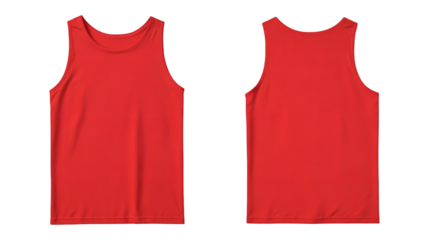 Red tank top mockup front and back view for design purpose on transparent background