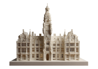 Detailed 3D printed model of a grand European-style building