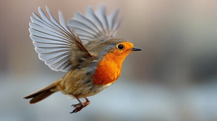 Vibrant Flying Red Robin Bird in Bird Photography for Birdwatching Enthusiasts