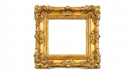 Elegant Gold Square Frame on White Background for Design Projects