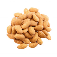 Close-up of light brown almonds on transparent background